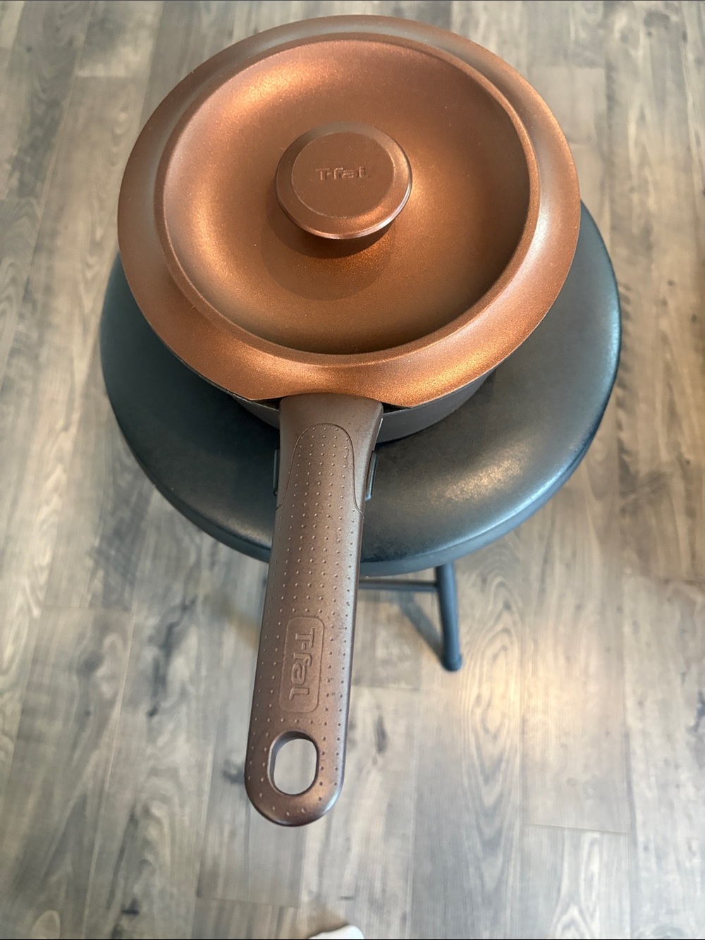 T-Fal Copper Nonstick Saucepan with Lid - Brown/Copper